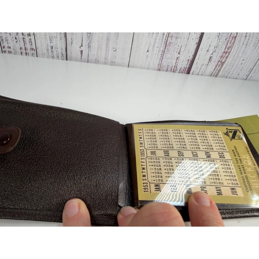 Vintage Hickok Mens Brown Pebbled Leather Bifold Wallet 1953 Classic NWOB